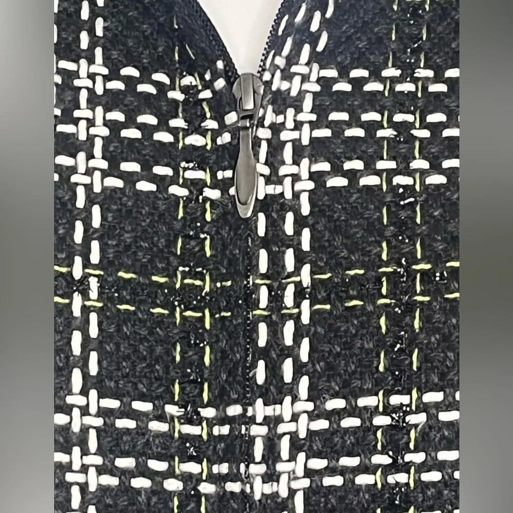 Christopher and Banks Lined Jacket Tweed Zip Up Blazer Black & White Size XL